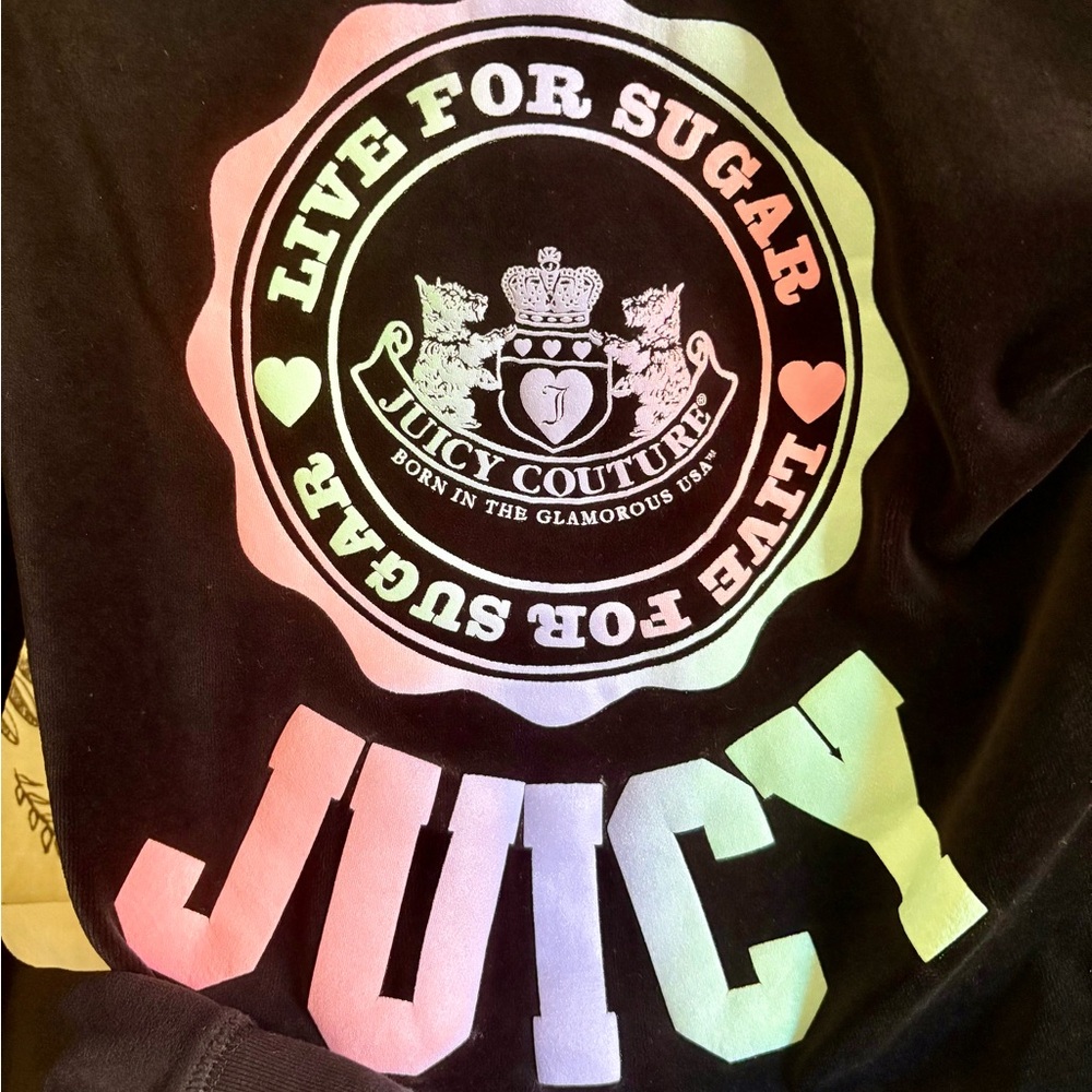 Juicy Couture Black Velour Set with Pastel Logo - Picture 2 of 8